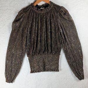 670-Joie Black and Gold Shimmer Blouse